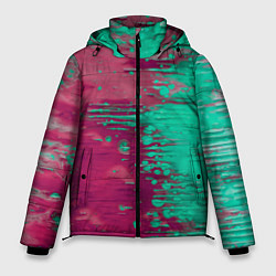 Куртка зимняя мужская Светло-розовые и зелёные краски растекаются, цвет: 3D-черный