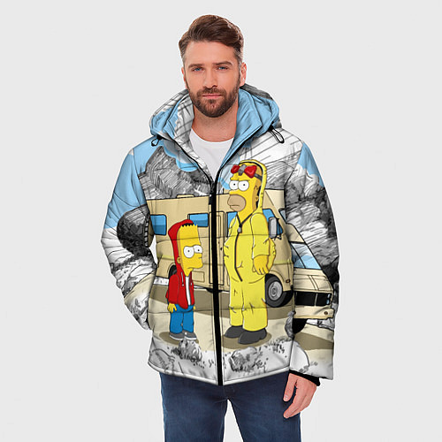 Мужская зимняя куртка Барт Симпсон и его папаша / 3D-Черный – фото 3