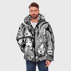 Куртка зимняя мужская Ахегао паттерн, цвет: 3D-светло-серый — фото 2