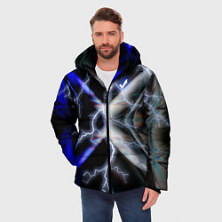Куртка зимняя мужская Молния в космосе, цвет: 3D-черный — фото 2