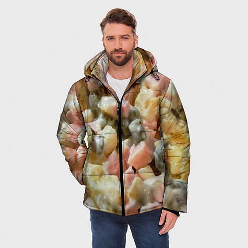 Мужская зимняя куртка Салат оливье / 3D-Черный – фото 3