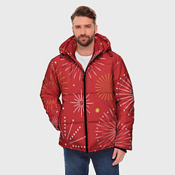 Куртка зимняя мужская Горящие снежинки, цвет: 3D-красный — фото 2
