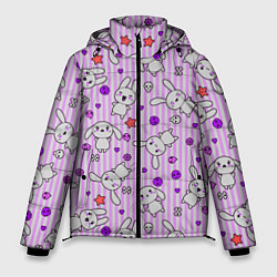 Мужская зимняя куртка Кролики - текстура на розовом фоне