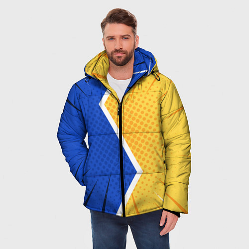 Мужская зимняя куртка Желто-синяя молния / 3D-Черный – фото 3