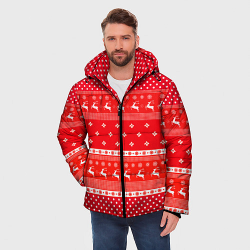 Мужская зимняя куртка Праздничный красный свитер / 3D-Красный – фото 3