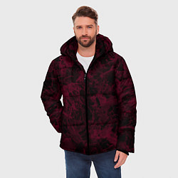 Куртка зимняя мужская Черный и бордовый мраморный узор, цвет: 3D-черный — фото 2
