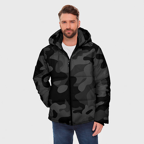 Мужская зимняя куртка Черный ночной камуфляж / 3D-Черный – фото 3