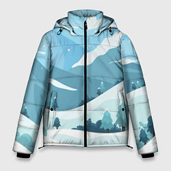 Куртка зимняя мужская Заснеженные горы, цвет: 3D-светло-серый