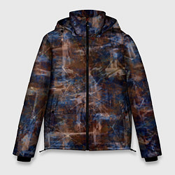 Мужская зимняя куртка Коричневый с синим абстрактный гранжевый