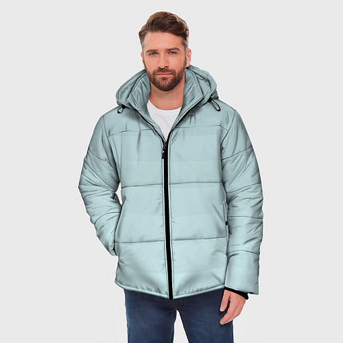 Мужская зимняя куртка Голубые горизонтальные полосы, градиент / 3D-Светло-серый – фото 3