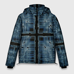 Куртка зимняя мужская Абстрактное множество прозрачных геометрических фи, цвет: 3D-черный