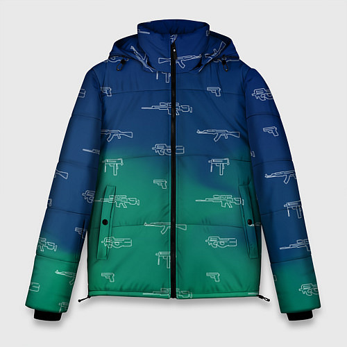 Мужская зимняя куртка Стволы автоматы паттерн / 3D-Светло-серый – фото 1