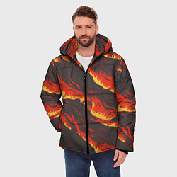 Куртка зимняя мужская Потоки лавы в японском стиле, цвет: 3D-красный — фото 2