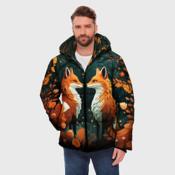 Куртка зимняя мужская Две лисоньки в стиле Folk Art, цвет: 3D-черный — фото 2