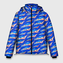Мужская зимняя куртка Плывущие девушки на синем