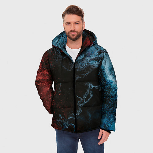 Мужская зимняя куртка Красно синее небо / 3D-Черный – фото 3
