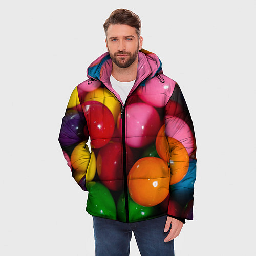 Мужская зимняя куртка Конфеты ассорти / 3D-Черный – фото 3
