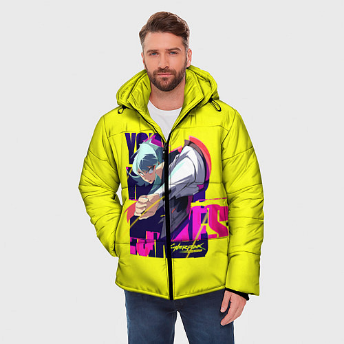 Мужская зимняя куртка Киберпанк Бегущие по краю - Люси / 3D-Черный – фото 3