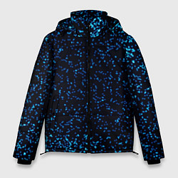 Куртка зимняя мужская Неоновый синий блеск на черном фоне, цвет: 3D-светло-серый