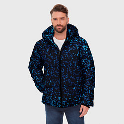 Куртка зимняя мужская Неоновый синий блеск на черном фоне, цвет: 3D-светло-серый — фото 2