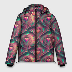 Куртка зимняя мужская Паттерн сердца и узоры, цвет: 3D-светло-серый