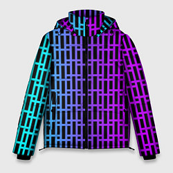 Куртка зимняя мужская Неоновая клетка, цвет: 3D-светло-серый