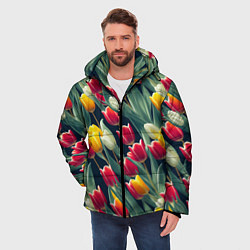 Куртка зимняя мужская Много тюльпанов, цвет: 3D-светло-серый — фото 2