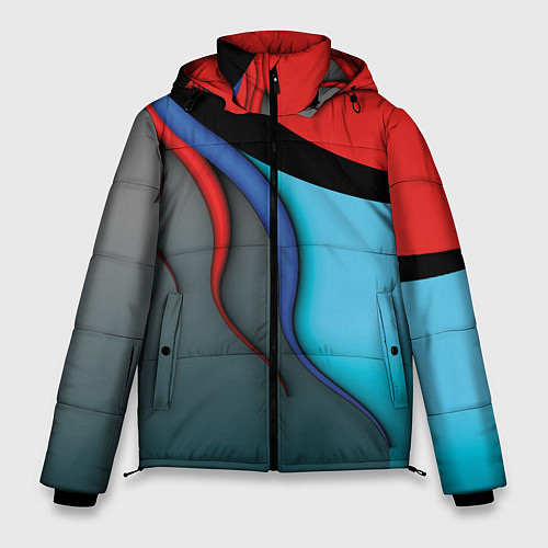 Мужская зимняя куртка Разноцветные ручейки / 3D-Красный – фото 1