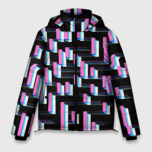 Мужская зимняя куртка Паттерн геометрический контрастный / 3D-Красный – фото 1