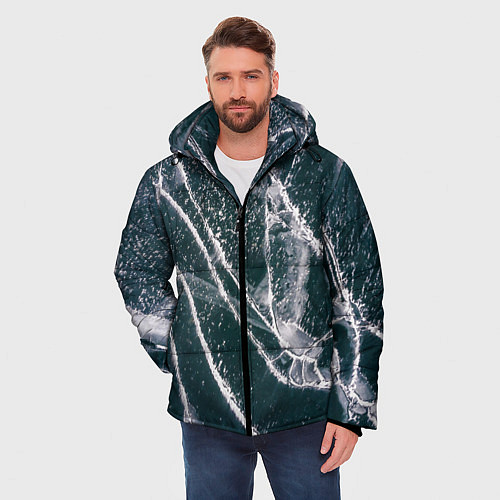 Мужская зимняя куртка Ледяные трещины на замерзшем море / 3D-Черный – фото 3
