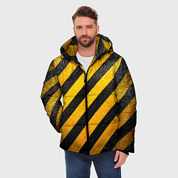 Куртка зимняя мужская Черно-желтая опасность, цвет: 3D-красный — фото 2