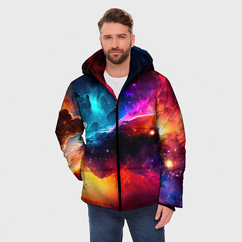 Мужская зимняя куртка Космос, созданный нейросетью / 3D-Черный – фото 3