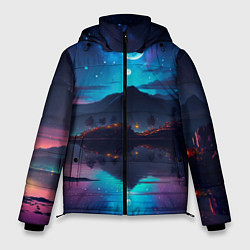 Куртка зимняя мужская Ночное небо, пейзаж, цвет: 3D-черный