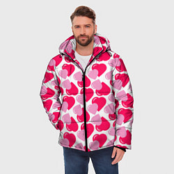 Куртка зимняя мужская Двойные сердечки - паттерн, цвет: 3D-светло-серый — фото 2