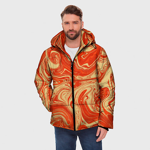 Мужская зимняя куртка Апельсиновый узор / 3D-Черный – фото 3