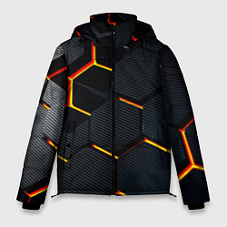 Куртка зимняя мужская Плиты стиль соты киберпанк, цвет: 3D-красный