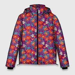 Куртка зимняя мужская Цветочная геометрия, цвет: 3D-красный