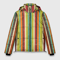 Куртка зимняя мужская Абстрактное множество разноцветных полос, цвет: 3D-черный