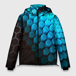 Куртка зимняя мужская Abstraction neon blue, цвет: 3D-черный