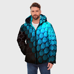 Куртка зимняя мужская Abstraction neon blue, цвет: 3D-черный — фото 2