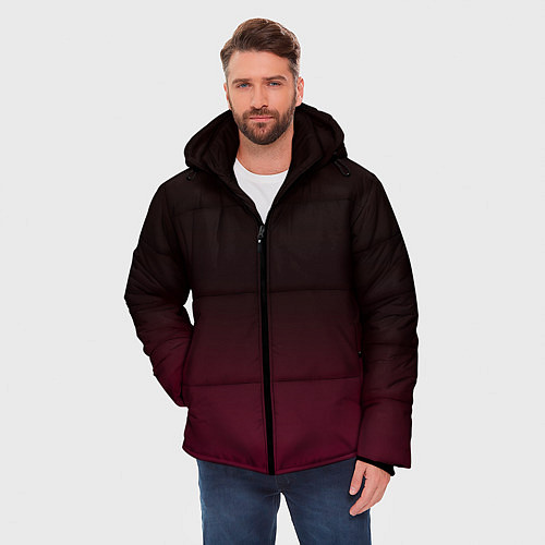 Мужская зимняя куртка Темно-малиновый градиент / 3D-Черный – фото 3