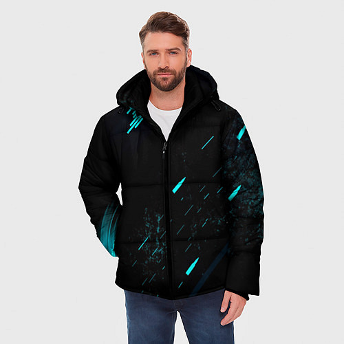 Мужская зимняя куртка Abstraction Line blue / 3D-Черный – фото 3