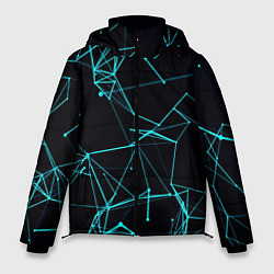Куртка зимняя мужская Лучи абстракции неоновые, цвет: 3D-черный