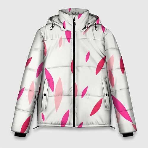 Мужская зимняя куртка Нежный светлый фон и листья в оттенках розового / 3D-Красный – фото 1