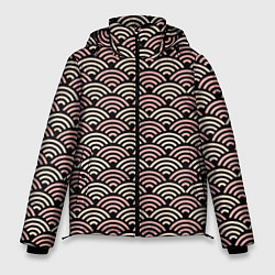 Куртка зимняя мужская Японский розовый паттерн, цвет: 3D-светло-серый