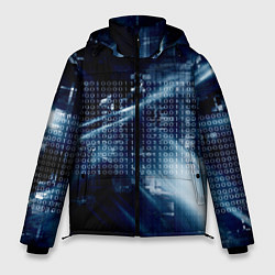Куртка зимняя мужская Тёмно-ледяной фон и бесконечный код, цвет: 3D-светло-серый