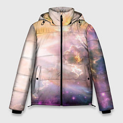 Куртка зимняя мужская Аморфное абстрактное космическое красочное небо, цвет: 3D-черный