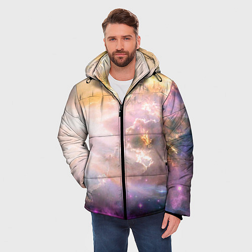 Мужская зимняя куртка Аморфное абстрактное космическое красочное небо / 3D-Черный – фото 3