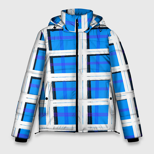 Мужская зимняя куртка Синяя клетка / 3D-Красный – фото 1