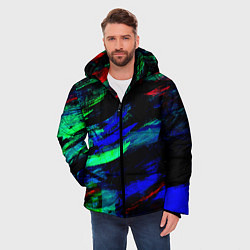 Куртка зимняя мужская Мазки кистью, цвет: 3D-черный — фото 2